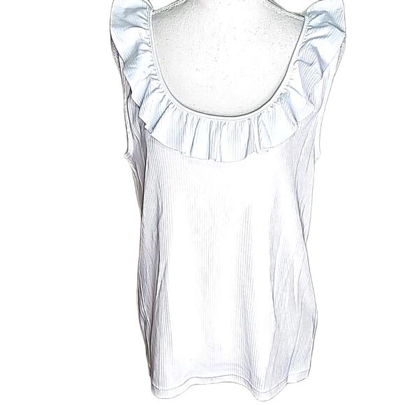 J Crew Blouse Sleeveless Ruffle Top White Size XL NWT - Picture 1 of 8